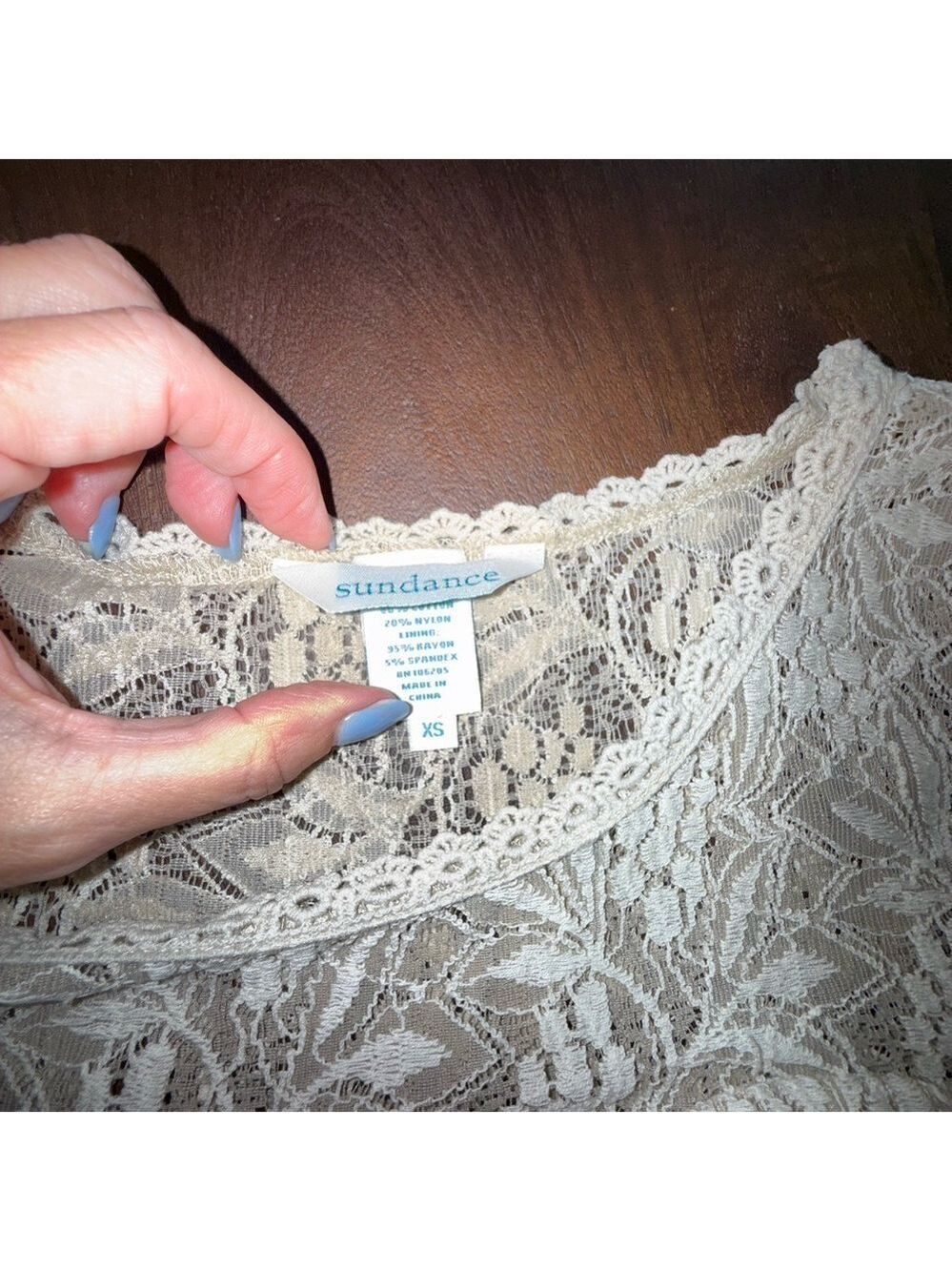 Sundance Cream Lace Mini Dress, neutral slip under topper. - Picture 4 of 9